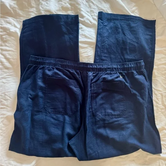 EUC Eddie Bauer Woman’s Wide Leg Linen Cotton Blend Navy Pants, size XL - Picture 3 of 5